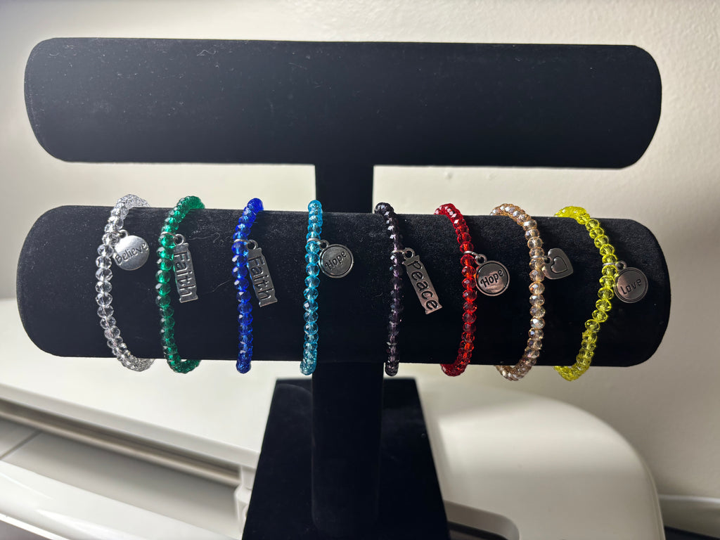 Small charmed crystal beaded bracelets