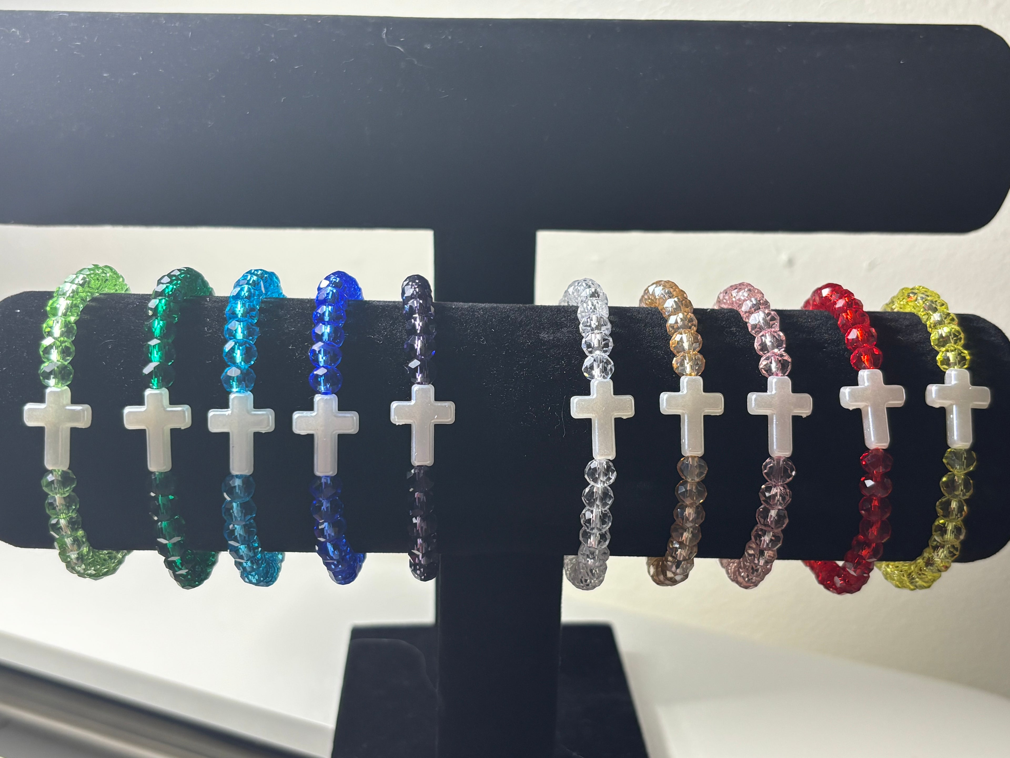 Cross crystal beaded bracelets