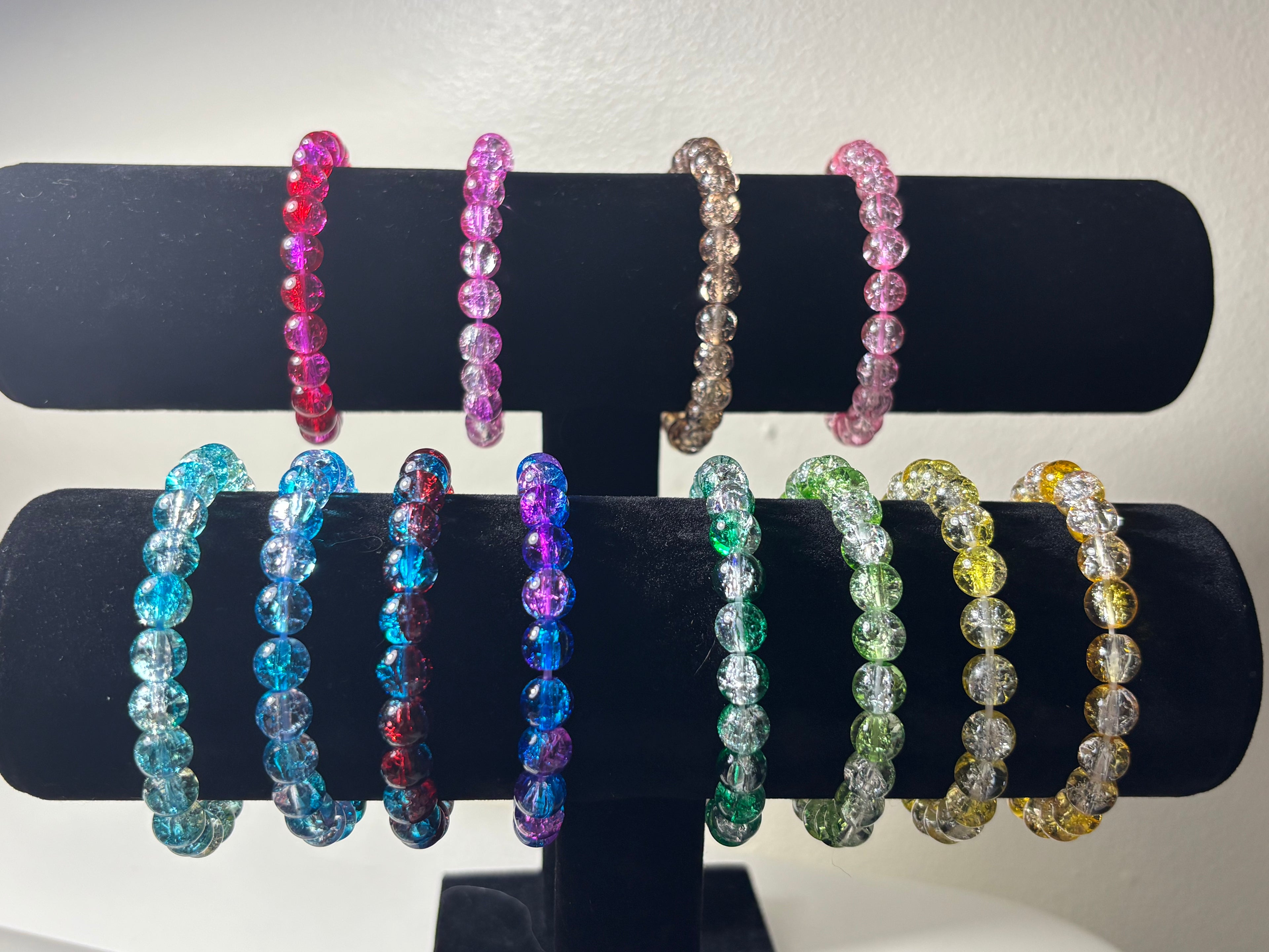 Round glass beaded bracelets