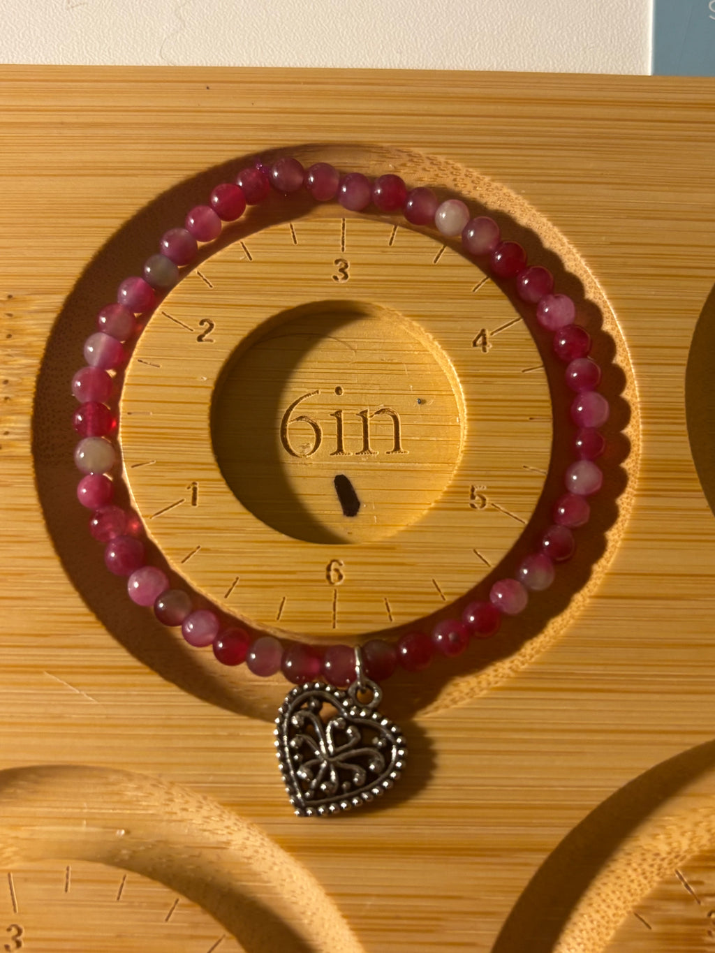 Heart charmed stone beaded bracelets