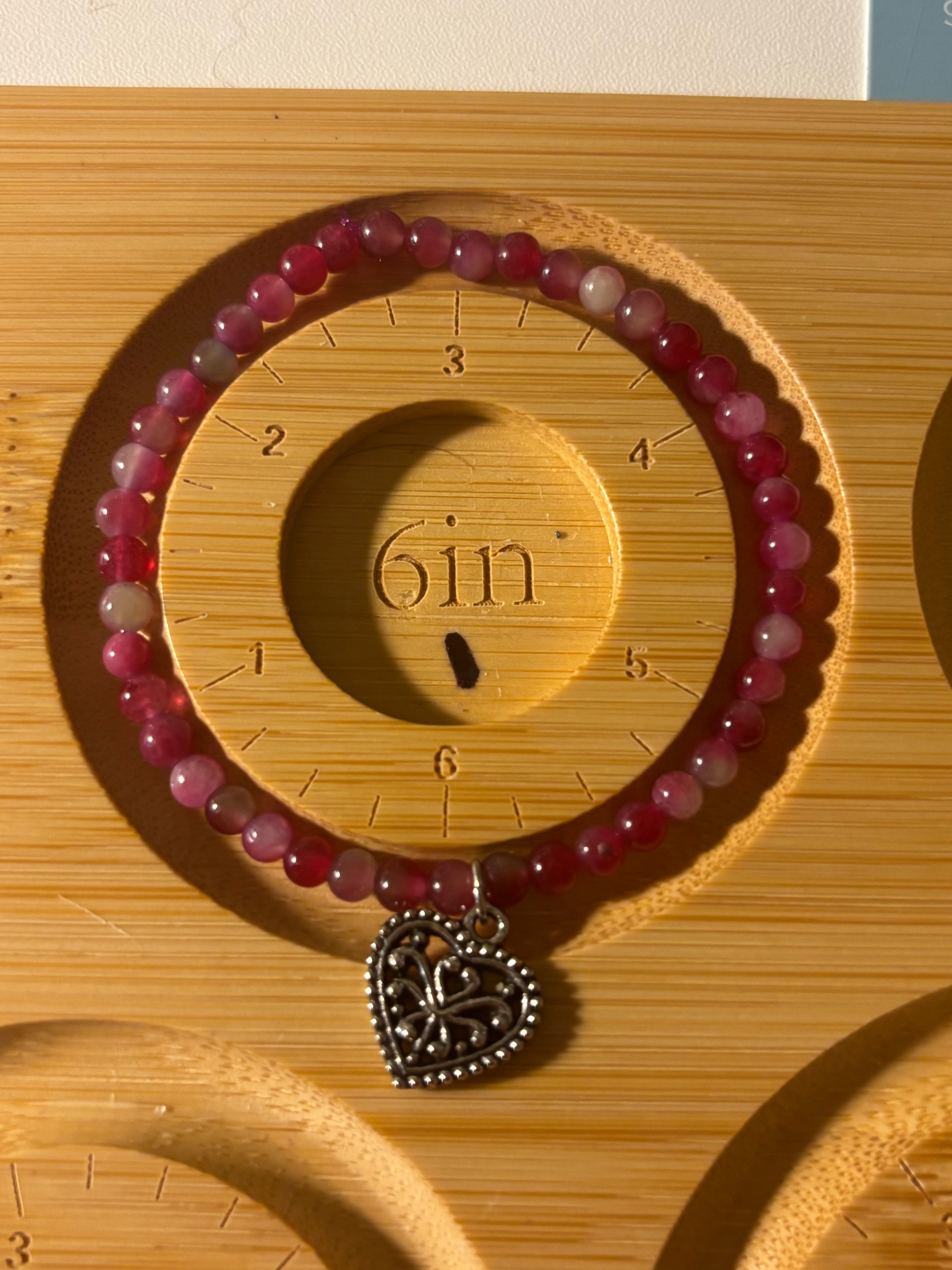 Heart charmed stone beaded bracelets