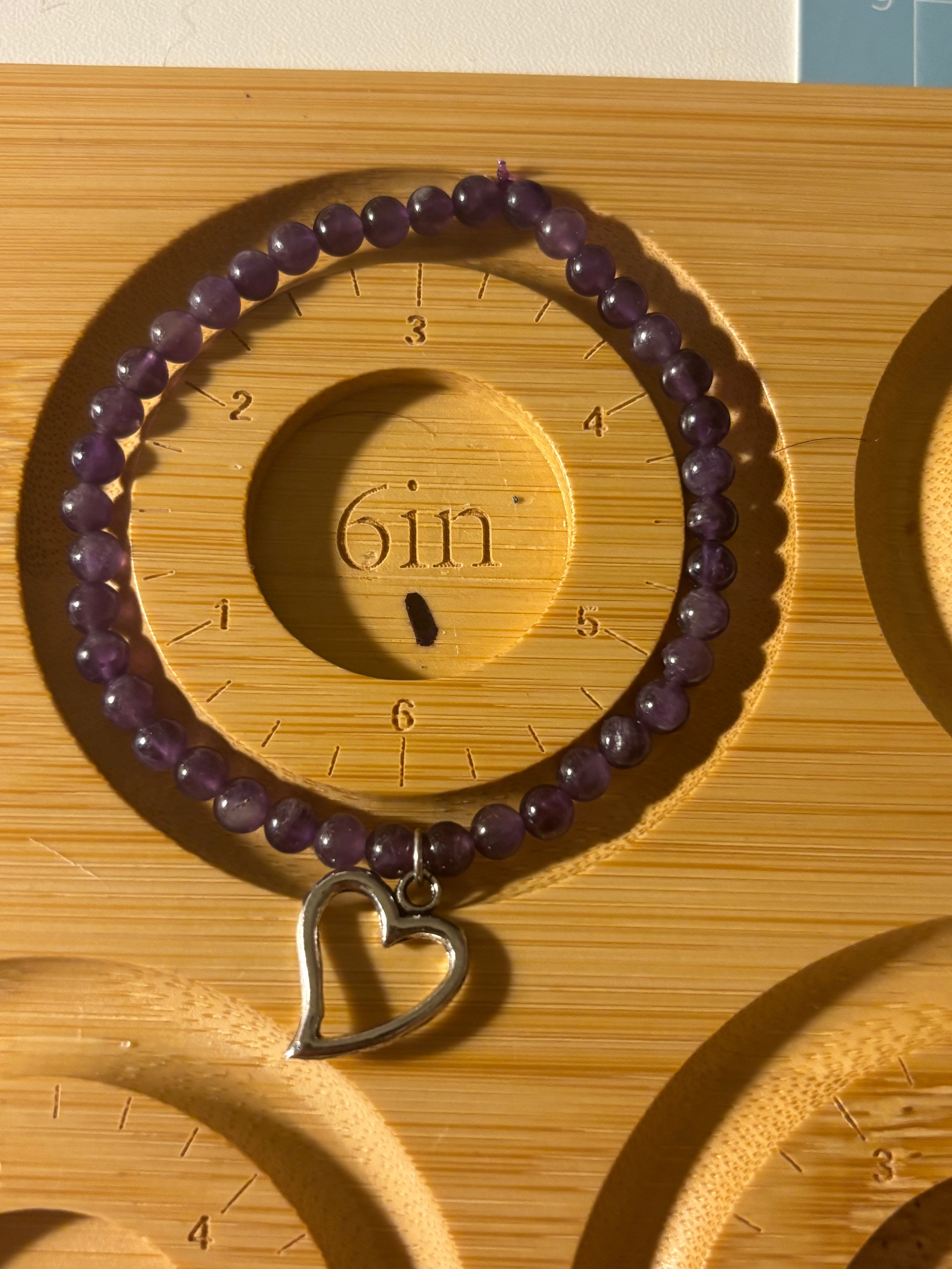 Heart charmed stone beaded bracelets
